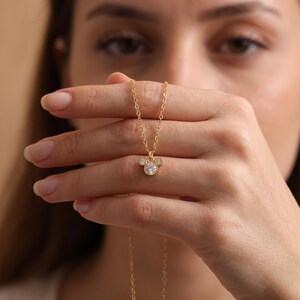 Gold Plated Tiny Mickey Mouse Pave Necklace
