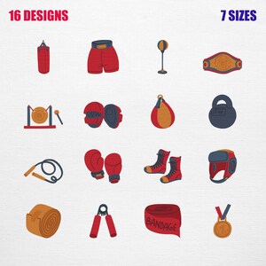 Conjunto de bordado de boxeo, paquete de diseños de bordado para camisas (descarga instantánea)