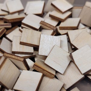 Unpainted Wooden Squares for Pixel Art | Laser Cut Craft Blanks (14x14x3mm)