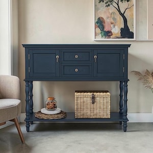 Farmhouse Console Table with Storage Drawers, Vintage Entryway Cabinet, Sofa Table, Hallway Accent Furniture