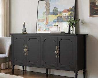 Vintage Painted Sideboard Cabinet, Mid Century Credenza Coffee Bar Storage Console