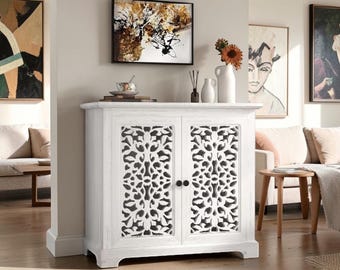 Antique Sideboard Vintage Carved Accent Buffet Cabinet