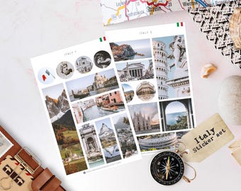 Italien Aufkleber | Italienische Aufkleber | Reisetagebuch Aufkleber | Rom Venedig Pisa Aufkleber | Europa Sticker