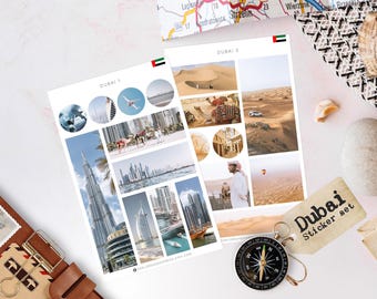 Dubai Reiseaufkleber | VEREINIGTE ARABISCHE WEIßE Sehenswertes für Reisetagebuch & Scrapbook | VAE Urlaub Sticker