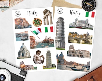 Italien Aufkleber | Reise-Aufkleber | Italienische Sehenswürdigkeiten | Journal & Planner Stickers | Italien Reisetagebuch