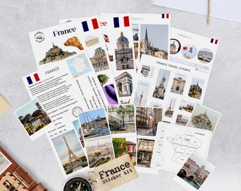 Frankreich Aufkleber, Frankreich Aufkleber Bündel, Paris Aufkleber, Französische Wahrzeichen Aufkleber, Reisejournal Aufkleber, Scrapbook Aufkleber