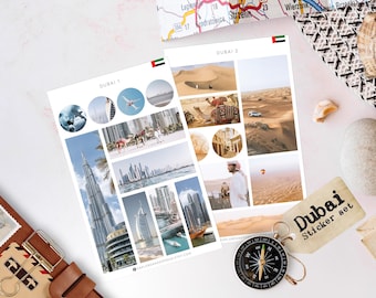 Dubai Aufkleber | Dubai Wahrzeichen | VAE Reise Sticker für Tagebücher & Planner