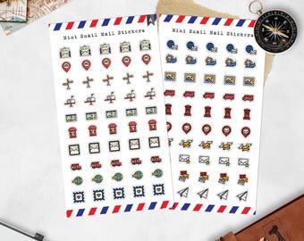 Snail Mail Stickers | Postcrossing, Pen Pal & Happy Mail Aufkleber | Mini Mail Icon Aufkleber für Postkarten, Briefe und Journals