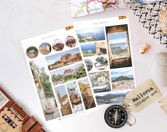 Mallorca Sticker Bogen für Planer, Journals & Scrapbooks | Spanien Reise Wahrzeichen Aufkleber