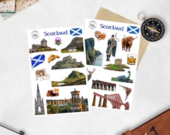 Schottland Aufkleber | Reise-Aufkleber | Schottische Wahrzeichen | Journal & Planner Stickers | Schottland Reisetagebuch