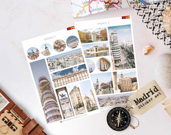 Madrid Aufkleber | Spanien Reiseaufkleber | Reisetagebuch Aufkleber | Planer Aufkleber | Scrapbook-Aufkleber | Madrid Urlaub Aufkleber