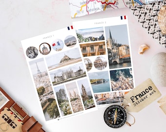 Frankreich Sticker | Paris Aufkleber | Französische Sehenswürdigkeiten | Urlaub Journal Aufkleber | Planner Sticker