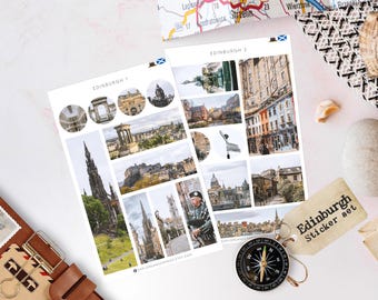Edinburgh Reiseaufkleber | Schottland Wahrzeichen | Reisetagebuch Aufkleber | Planer Aufkleber | Edinburgh Urlaub Aufkleber