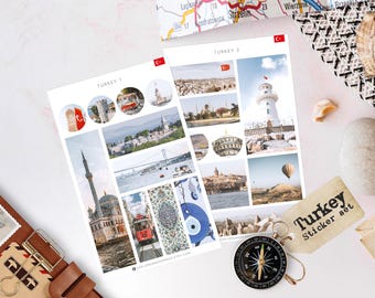 Türkei Reise-Aufkleber | Türkische Sehenswürdigkeiten Aufkleber | Reisetagebuch Aufkleber | Planer Aufkleber | Türkei Urlaub Aufkleber