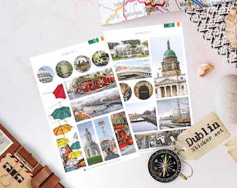 Dublin Aufkleber | Irland Sehenswürdigkeiten Aufkleber | Reisetagebuch Aufkleber | Planer Aufkleber | Dublin Urlaub Aufkleber