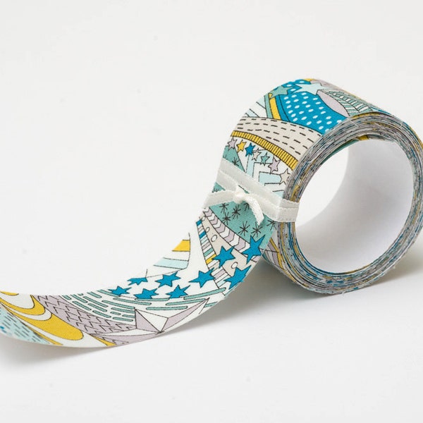 Sticky Adhesive Fabric Tape, Japanese Washi Tape - My Little Star Blue, Tana Lawn, Liberty Print