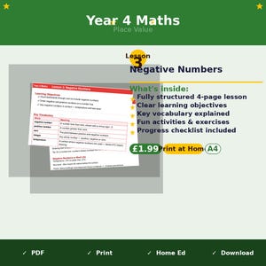 小学4年生算数レッスン3 — 負の数 | KS2ホームスクールPDF | 温度数直線ワークシート