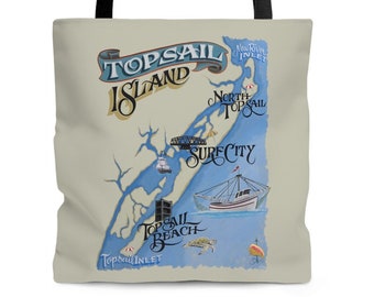 New!  Topsail Island Tote Bag | Gifts for Her| Beach Tote | Gift Tote | North Carolina Tote Bag | Bridesmaid Gift | NC Tote|  Wedding |Gift