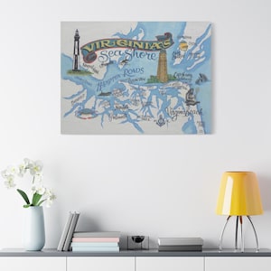 Virginia Sea Shore Wall Art Canvas |Cape Henry |Newport News |Hampton Roads | Norfolk | James River | Hampton |Cape Charles|Gift |Home Decor