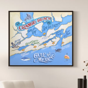 Orange Beach  Alabama  Beach Map Print  Travel Map art, Beach House Decor, Porch Decor