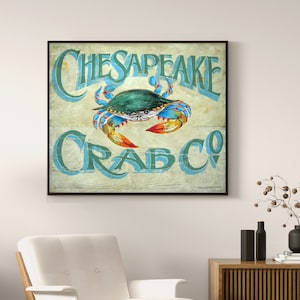 Chesapeake Crab PRINT from an original sign Beach House decor Chesapeake Bay Theme Kitchen or Porch decor Chesapeake Wall Art image 1