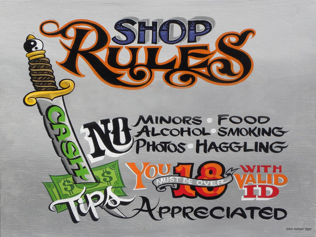 Tattoo Shop Rules Policy Print . Tattoo Parlor Decor Tattoo Etsy