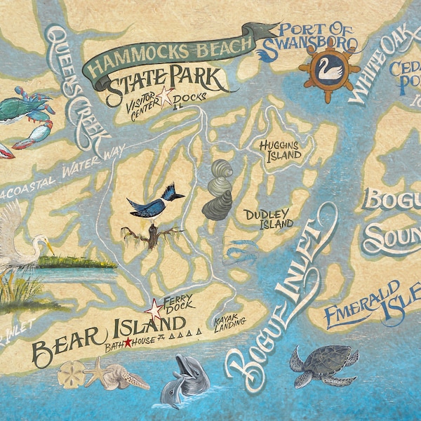 Swansboro Nc Map Etsy