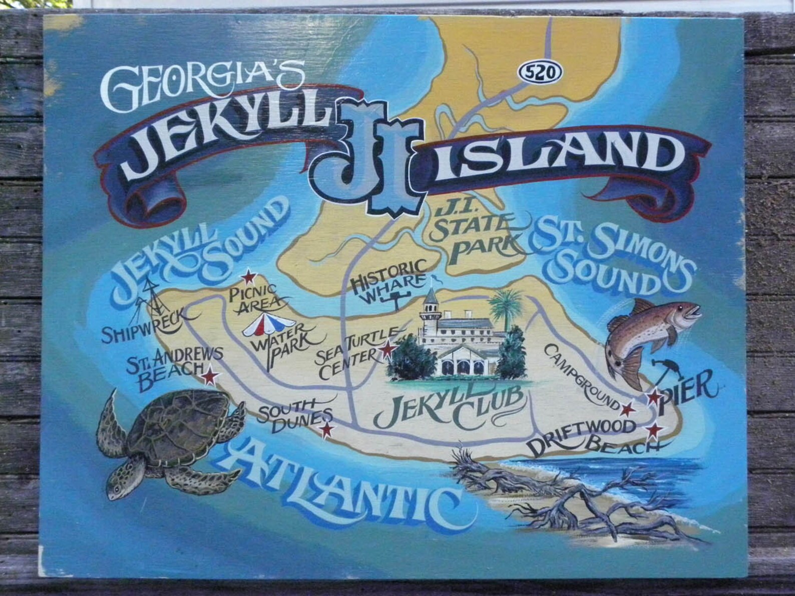 Jekyll Island Map Canvas Wall Hanging from an original hand Etsy