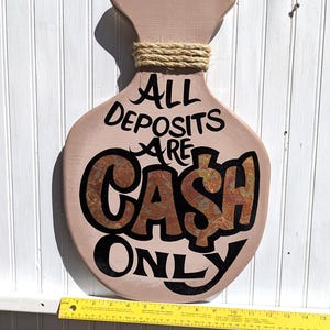 Cash Deposits Only Wall Original Hand Painted Art | Tattoo Shop Sign I Tattoo Shop Decor I Tattoo Artist Gift I Tattoo Shop Decor
