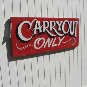 Carry Out Only Sign, Red Hand Painted Wooden Sign for Exterior or ...