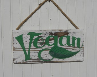 Vegan   Sign, Original Hand Painted wooden,  market store food truck display