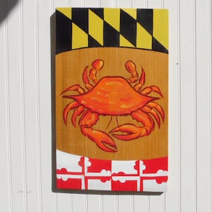 Hand-Painted Maryland Crab Sign: Chesapeake Bay Wooden Art