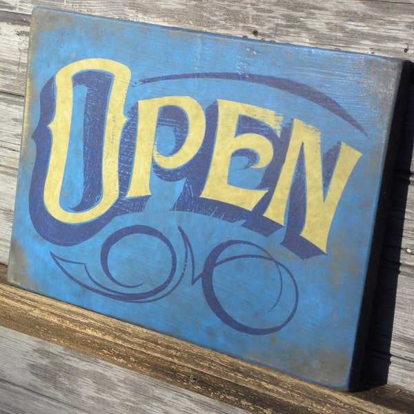 Open Sign, hand painted, faux vintage, wooden sign ZSB O3