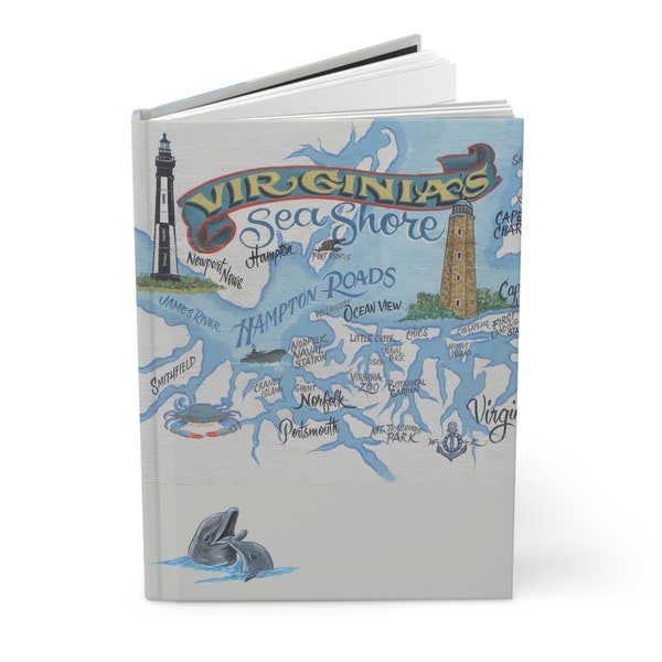 Virginia Beach Hardcover Journal I Notebook I Planner I Virginia Seashore I VA Beach I Richmond I Lighthouse I  Art I Norfolk I Newport News