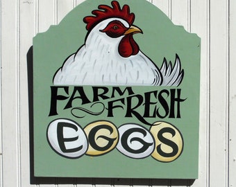 Farm Fresh Eggs Sign | Hand Painted Vintage Style Sign | Farmhouse Decor | Farm Stand Art| Wall Decor | Cottage Decor | Farmer Gift