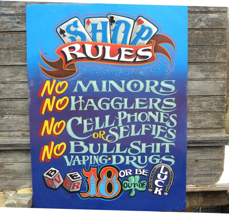 Tattoo Shop Rules Policy Print from an original hand painted Etsy