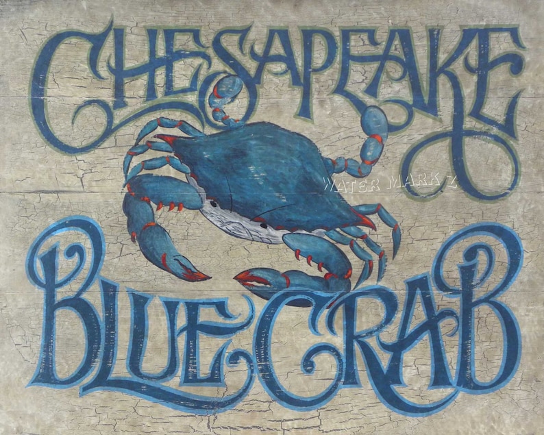 Chesapeake Blue Crab PRINT From an Original Hand Painted &amp; - Etsy