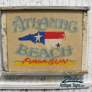 Atlantic Beach North Carolina Hand Painted Sign I Morehead City I Crystal Coast I Bogue Banks I Emerald Isle I Vintage Wood Sign
