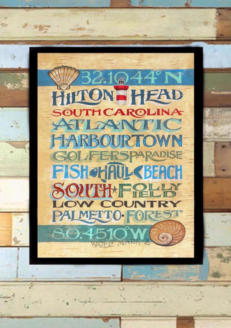 Hilton Head Island Word Art Print South Carolinaart Gift