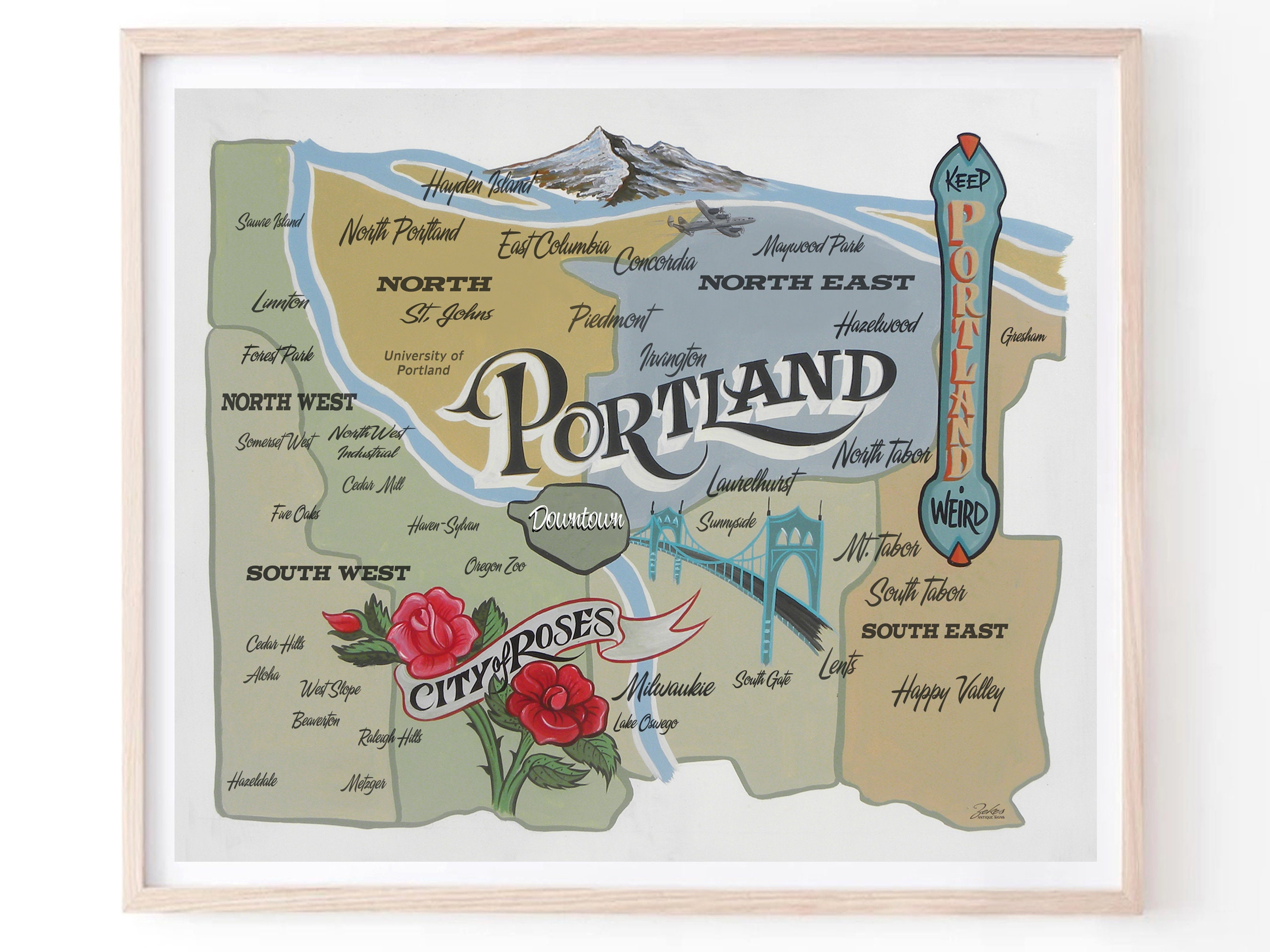 Portland Oregon Map Print Art Decor Keep Portland Weird pic