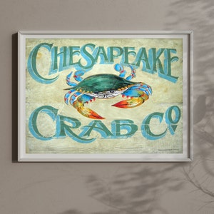 Chesapeake Crab PRINT from an original sign Beach House decor Chesapeake Bay Theme Kitchen or Porch decor Chesapeake Wall Art image 3