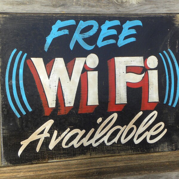 WiFi  Sign, hand painted, wooden sign   Z TS W2