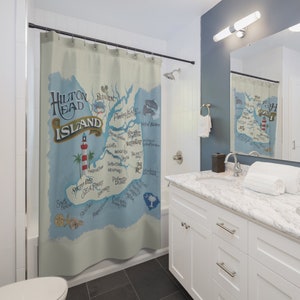 Hilton Head Custom Shower Curtains | Hand Painted Design | Great Gift |Hilton Head Island Map Art |Wedding Gift |Home Decor |Fall Freshen Up
