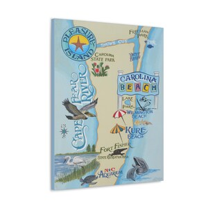 Carolina Beach Canvas, Pleasure Island, Cape Fear, North Carolina CanvasI North Carolina Wilmington,Kure Island I NC Aquarium I Wall Decor
