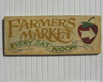 Farmers Market Sign | Original Hand Painted Vintage Look Sign | Kitchen Decor |Farmhouse Decor | Market Decor | Wall Decor | Farmhouse Decor