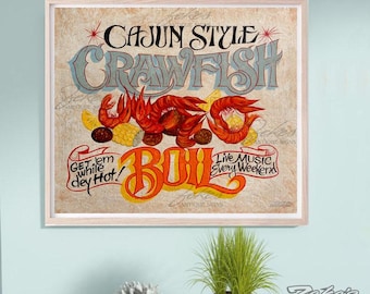 Crawfish Boil Wall Art Print|Featured on Netflix's Sweet Magnolias in Sullivan's Dining Room |New Orleans| Food Kitchen Decor|Wall Decor