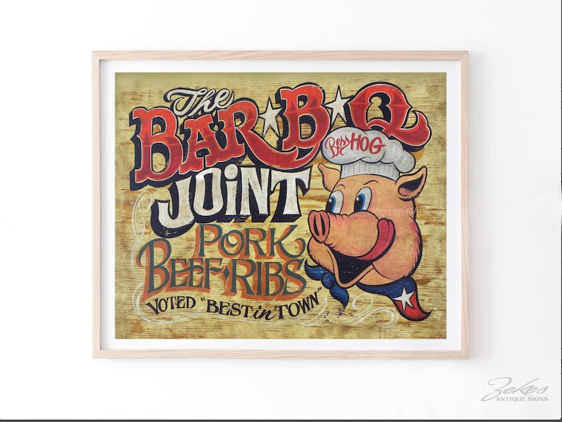 BBQ Joint- Bar-b-q PRINT From an Original Hand Painted and Lettered ...
