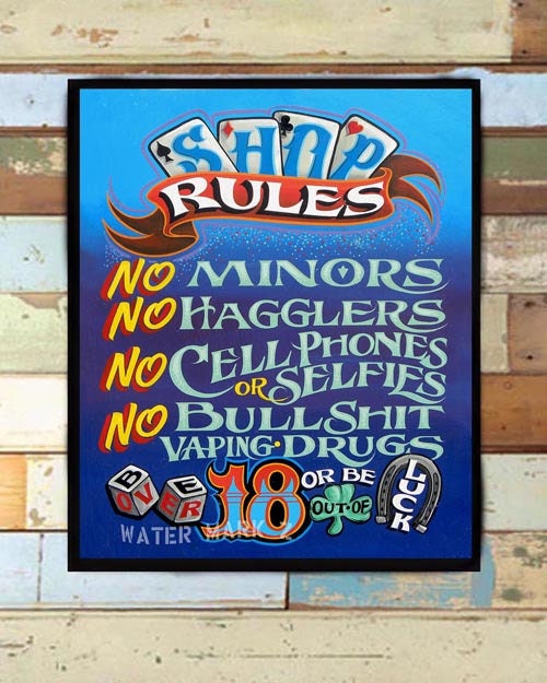 Tattoo Shop Rules Policy Print from an original hand painted | Etsy