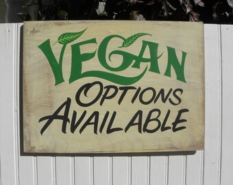 Vegan   Sign, Original Hand Painted wooden,  market store food truck display