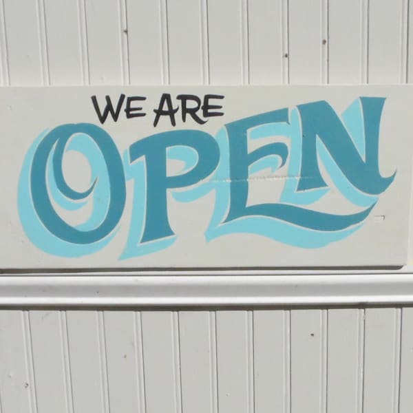 Open Sign | A hand painted & lettered wooden sign great for your business window or door | Pinstriping| Wooden Sign | Wall Art | Open Wall